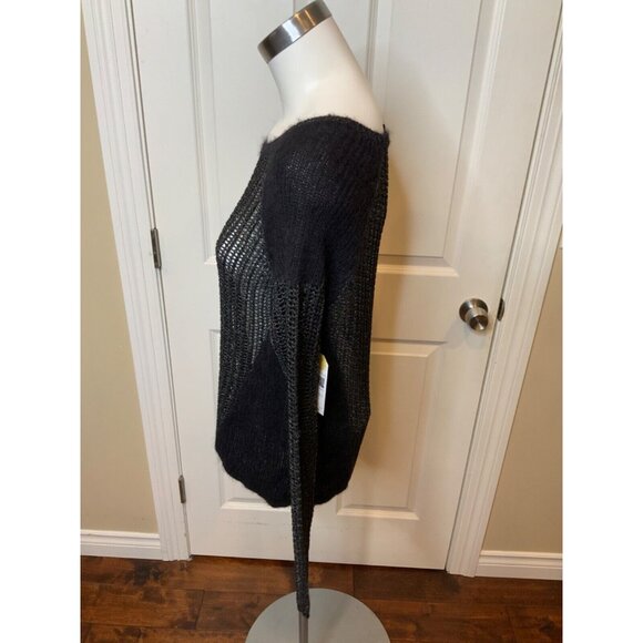 Eileen Fisher The FIsher Project Black Shimmering Loose Knit Sweater, Size S - Picture 3 of 5